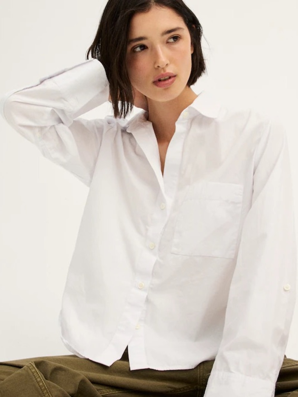 NWT Madewell The Signature Y-Neck Shirt in Poplin - Picture 5 of 10